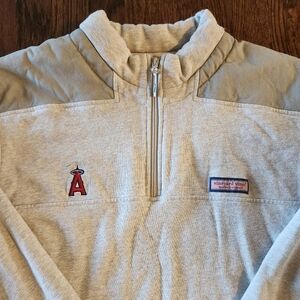 Vineyard Vines Men’s LA Angels Heather Grey Shep Shirt Quarter-Zip Pullover XXL